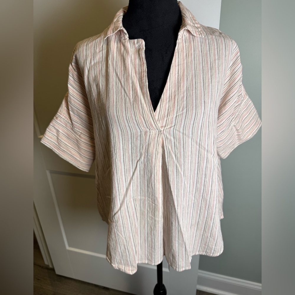 Madewell Courier Button Back Brampton Stripe Shirt